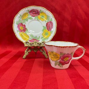 Salisbury Iceland Poppy Teacup Saucer Set Fine Bone China England